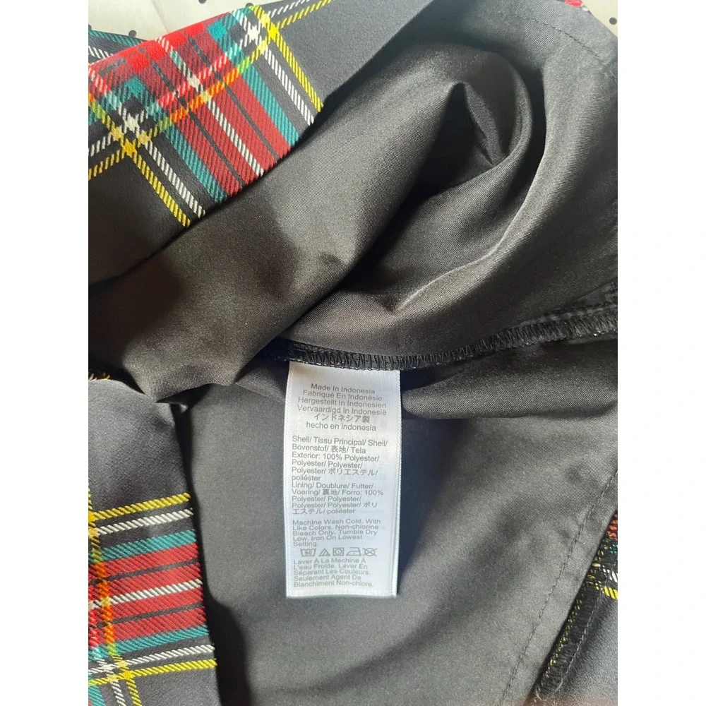 J.Crew Black Tartan Plaid Bow Neck Holiday Shift Dress Pockets 8